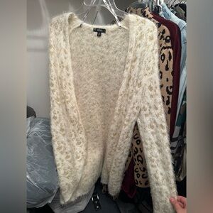 XOXO Cream and Gold Fuzzy Cardigan
